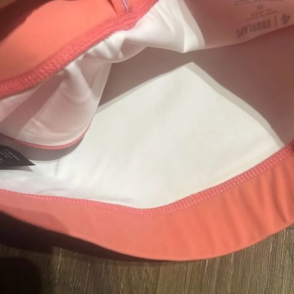 Fourlaps one shoulder coral sports bra workout double sided strap comfort runnin
